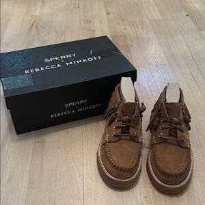 NIB Sperry X Rebecca Minkoff Women's Fringe Chukka Moccasin Shoes size 6.5